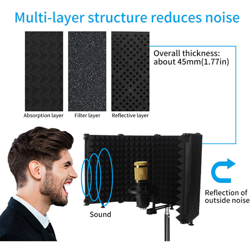 FZONE Medium Isolation Shield with Mic Stand Mount &amp; Microphone Mount