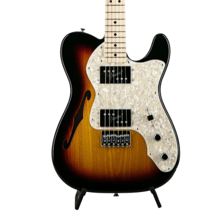 Fender FSR Collection Traditional 70s Telecaster Thinline Electric Guitar, Maple FB, 3-Tone Sunburst