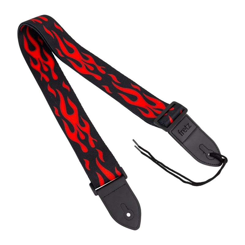 Fretz 2 Inch / 5cm Printed Polyweb Guitar Strap - Red Flames