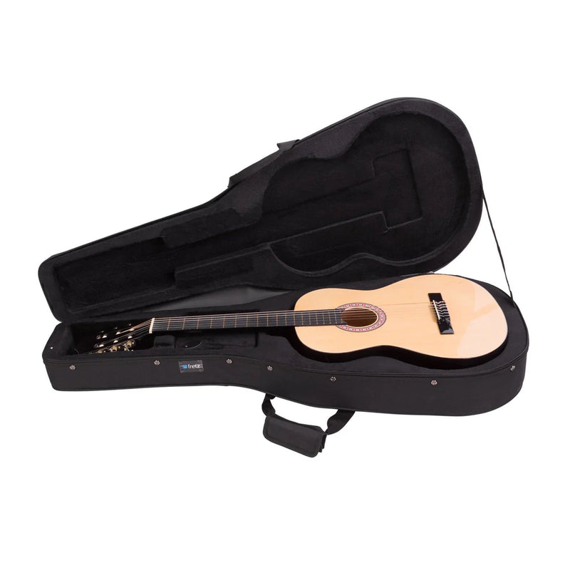 Classical 3/4 Size Polyfoam Guitar Case – Fully Lined, Backpack Straps, Black