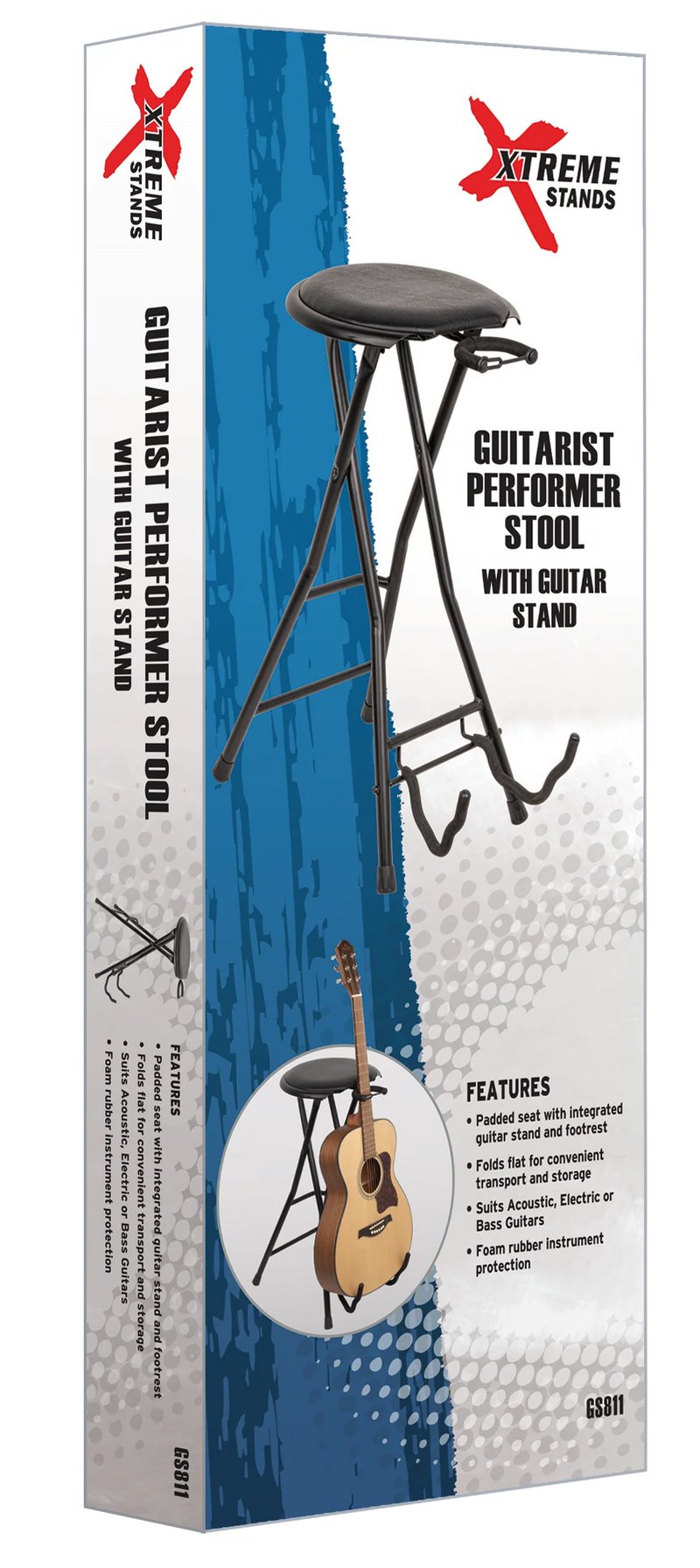 Xtreme Guitarist Stool w/ Built-in Guitar Stand