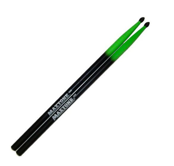 Fluorescent Green & Black 5AN Drumsticks by Maxtone