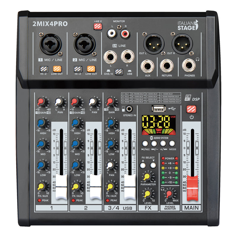 Italian Stage 2MIX4PRO 4-Channel Mixer with DSP MultiFX