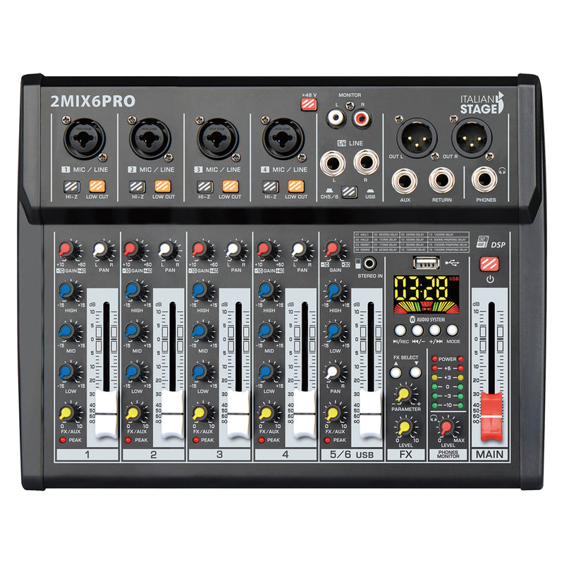 Italian Stage 2MIX6PRO 6-Channel Mixer with DSP MultiFX