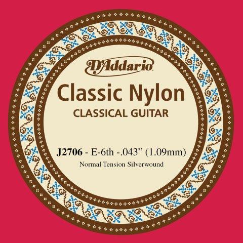 Classical Guitar 6th (E) Single String .043 – J27 Silver Wound