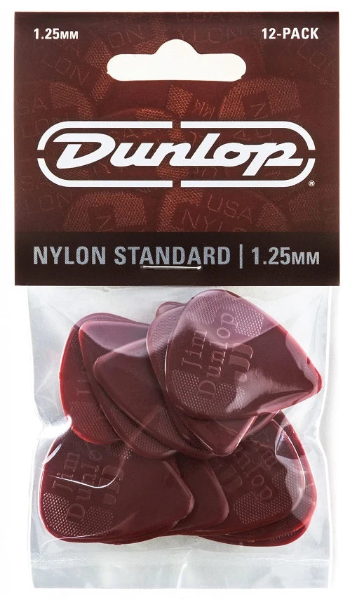 Dunlop 1.25mm Nylon Standard Picks - 12 Pack