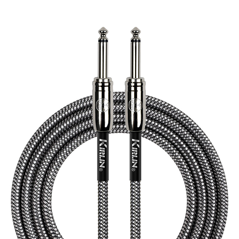 Kirlin 20ft / 7.5m Woven Black Instrument Cable