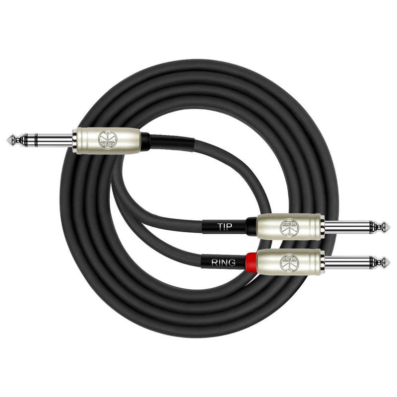 Kirlin 1ft 6.5mm Stereo Jack - 2 x 6.5mm Mono Jack Patch Cable
