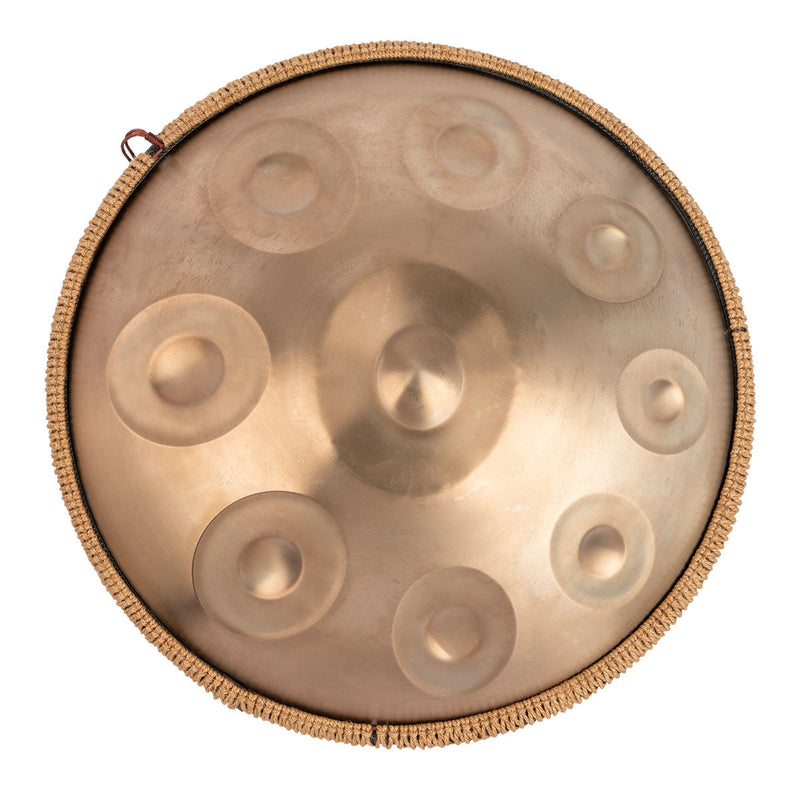 Mano 9 Note Handpan w/ Bag, Stand, Rope Braid, Beaters & More - Gold
