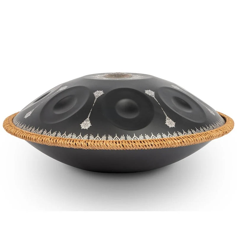 Mano 10 Note Handpan w/ Bag, Stand, Rope Braid, Beaters & More - Black Mandala