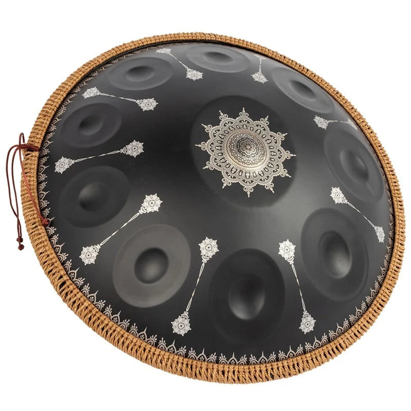 Mano 10 Note Handpan w/ Bag, Stand, Rope Braid, Beaters & More - Black Mandala