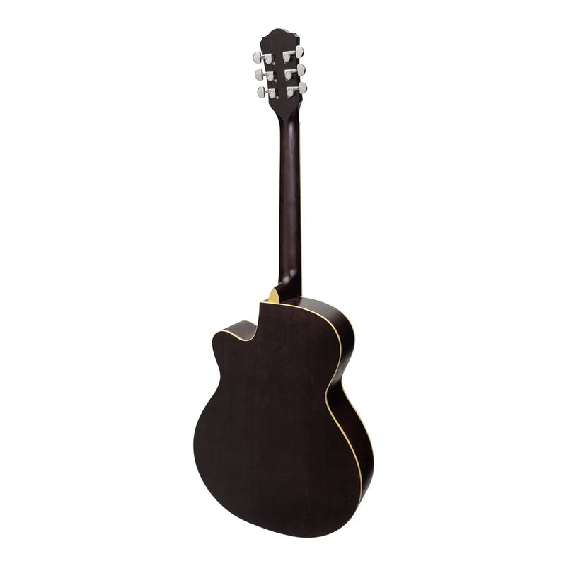 Martinez Jazz Hybrid Acoustic Electric Small Body Cutaway Guitar - Black