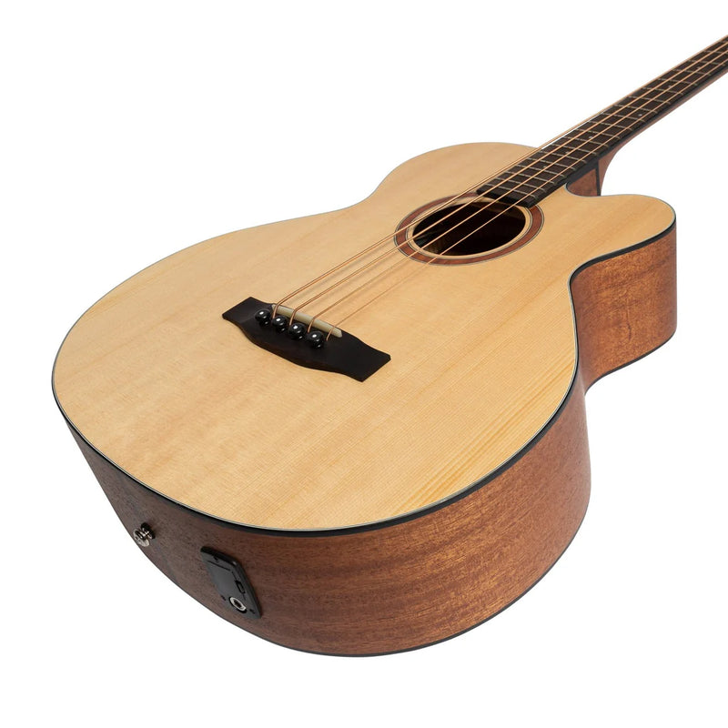 Martinez Acoustic Electric Bass Guitar Solid Spruce Top w/ Cutaway