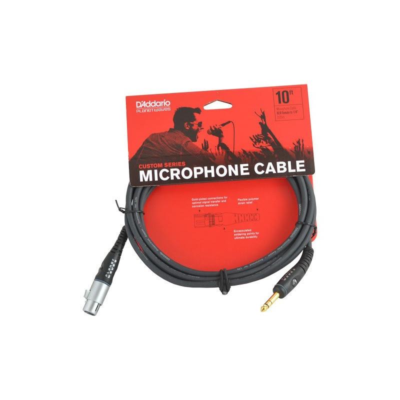 D'Addario Custom Series 10ft / 3m Microphone Cable XLR Female to 1/4in / 6.5mm