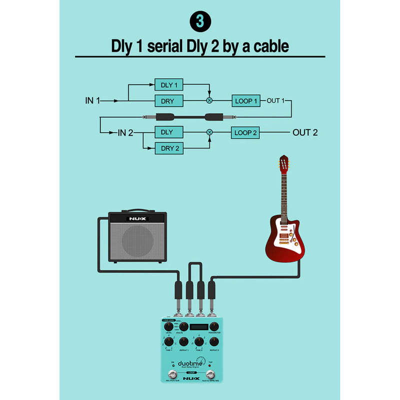 NU-X Verdugo Series Duotime Dual Delay Engine Effects Pedal