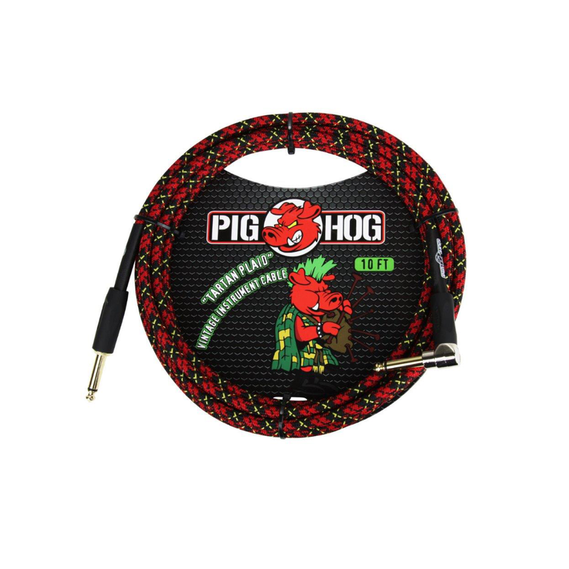 Pig Hog Tartan Plaid Right Angle Instrument Cable - 10ft / 3m