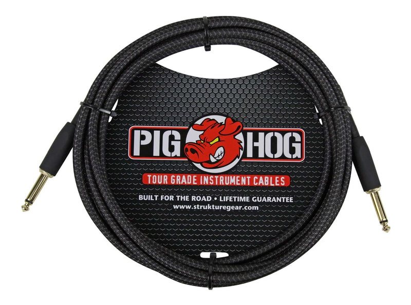 Pig Hog Black Woven Instrument Cable – 10ft / 3m