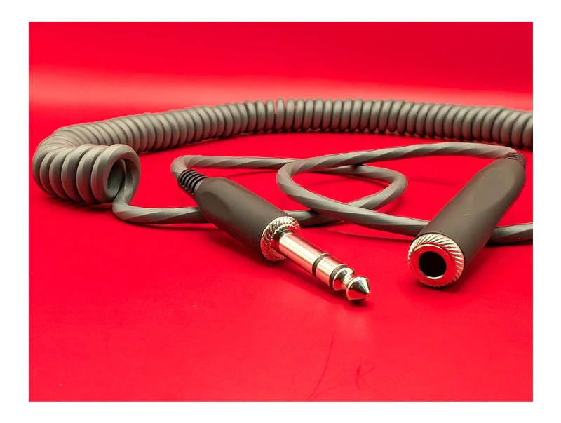Hex Series Coiled Headphone Extension Cable – 1/4" - Grey