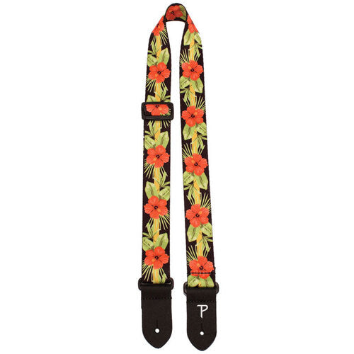 Perri’s Leathers 1.5" Polyester Ukulele Strap – Orange Luau Floral