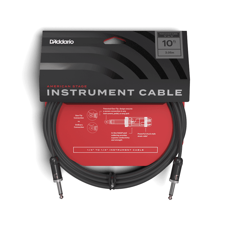 D'Addario American Stage Instrument / Guitar Cable - 10ft / 3m