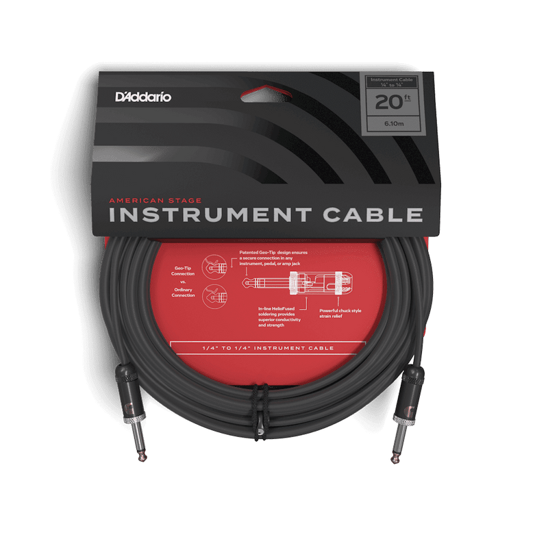 D'Addario American Stage Instrument / Guitar Cable - 20ft / 6m