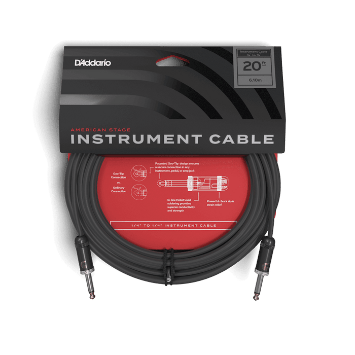D'Addario American Stage 20ft Instrument/Guitar Cable PW-AMSG-20
