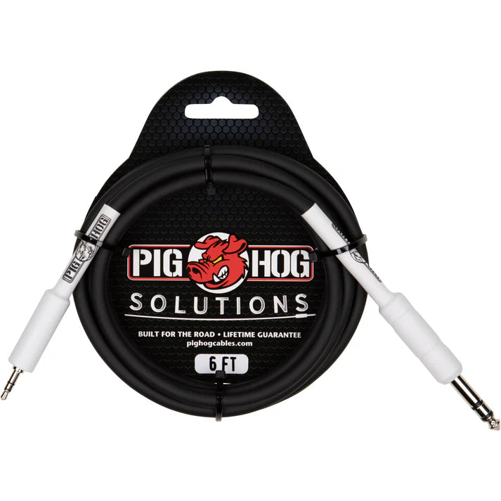 Pig Hog 1/4" TRS to 3.5mm TRS Stereo Cable – 6ft / 1.8m