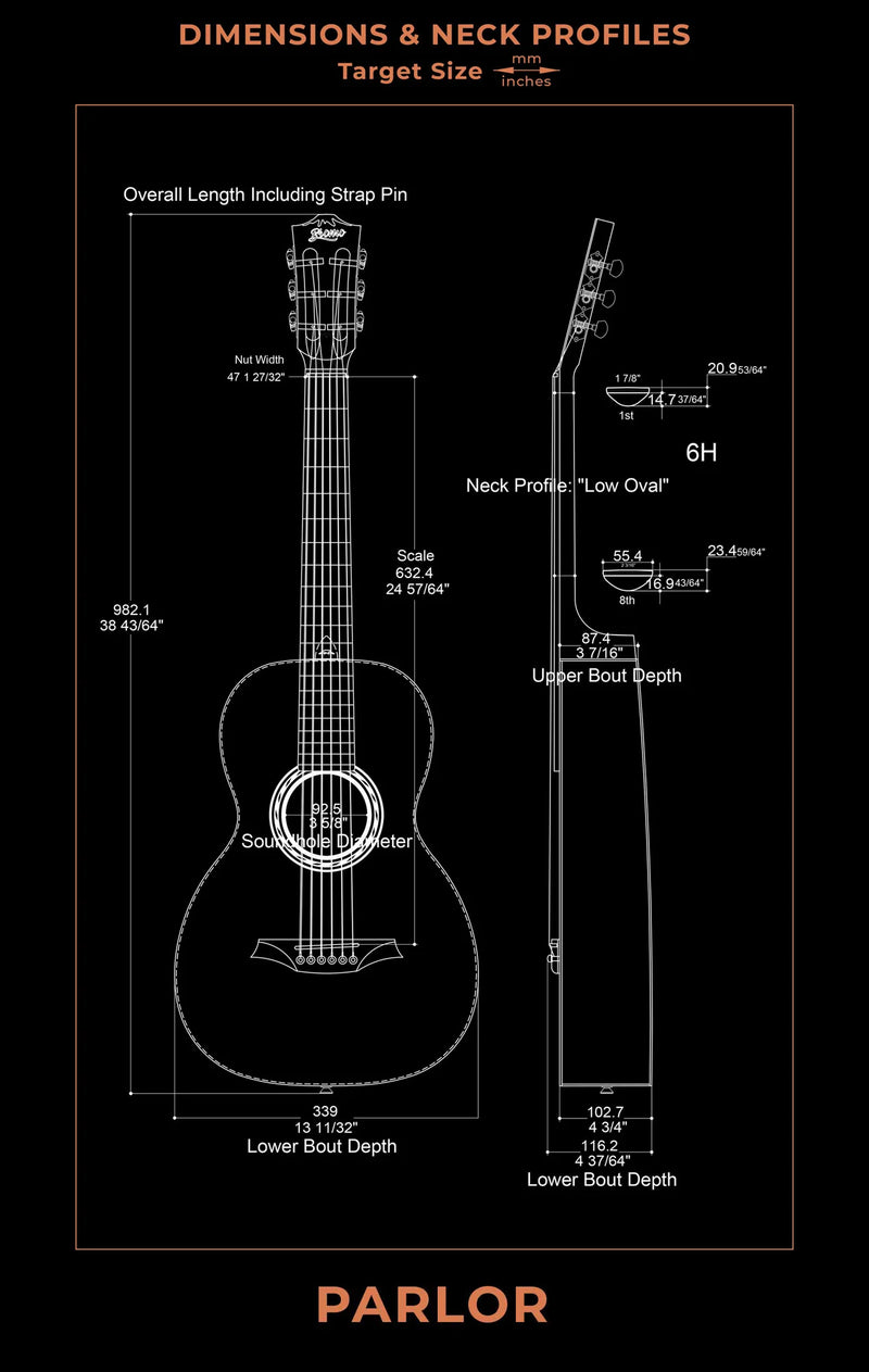Bromo Rocky Mountain Series BAR6HHS – All Solid Parlour Acoustic Guitar