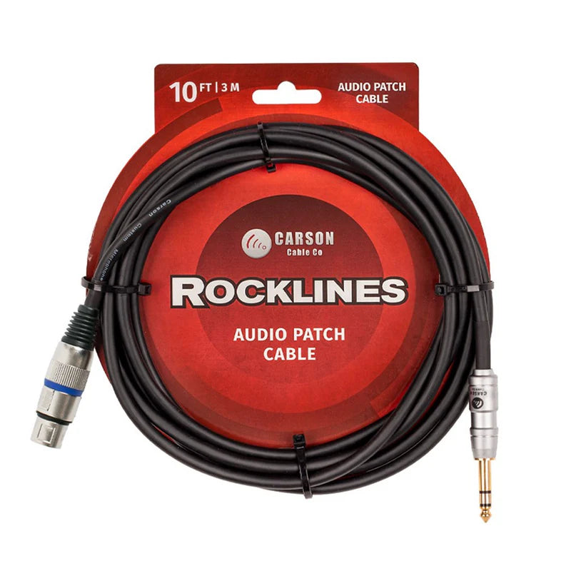 Rocklines 10ft / 3m  Mic/Patch Cable - XLR (Female) to 1/4 Inch Jack (Stereo)