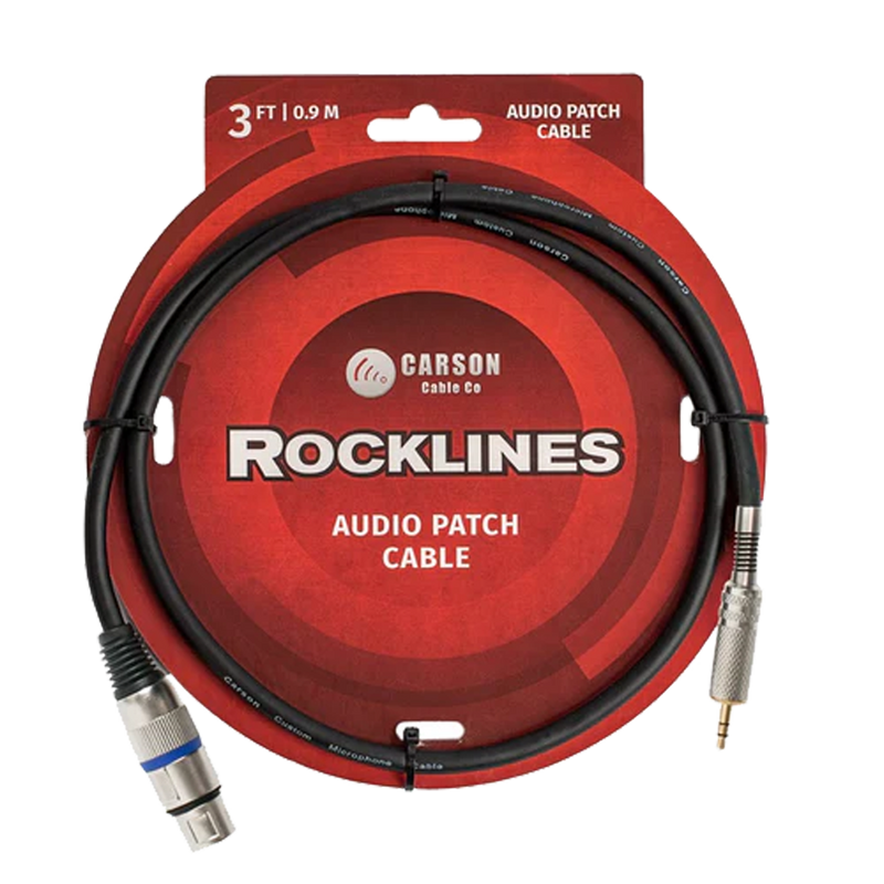Carson 3ft / 0.9m Patch Cable - XLR (Female) to 3.5mm Jack (Stereo)