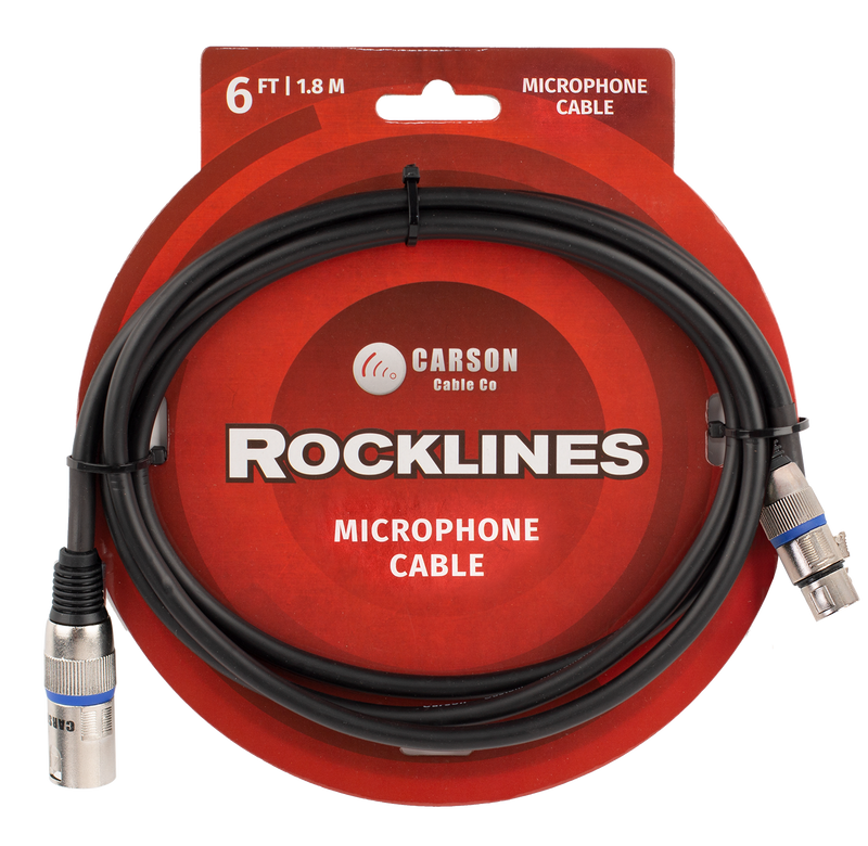 Carson Rocklines ROM06L 6ft/2m Microphone Cable - XLR(Female) to XLR(Male)