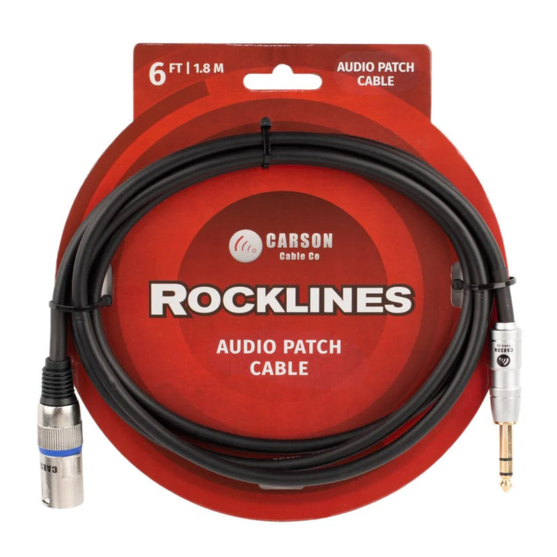 Rocklines 6ft / 1.8m Patch Cable – XLR (Male) to 1/4" Stereo Jack (TRS)