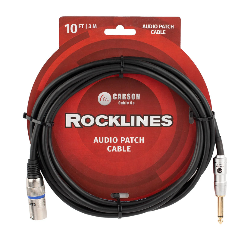 Rocklines 10ft / 3m Patch Cable – XLR (Male) to 1/4" Mono Jack (TS)