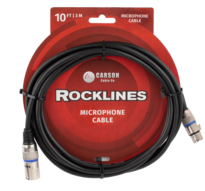 Rocklines 10ft / 3m Microphone Cable – XLR (Male) to XLR (Female)