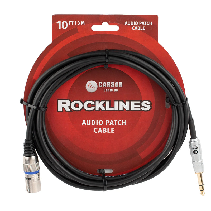 Carson Rocklines ROM10ST 10ft / 3m Audio Cable - 6.3mm Stereo Jack to XLR(Male)