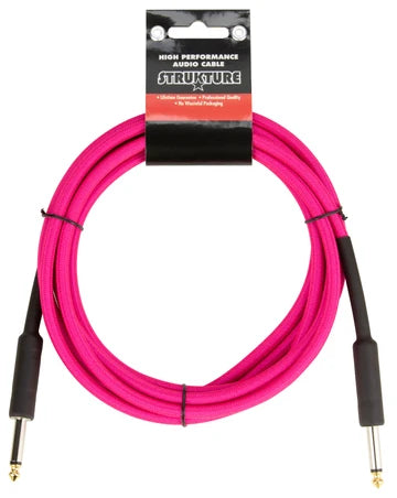 Strukture 10ft / 3m Woven Instrument Cable - Neon Pink