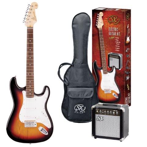 SX SE1SK 4/4 Size Electric Guitar Kit – 3 Tone Sunburst