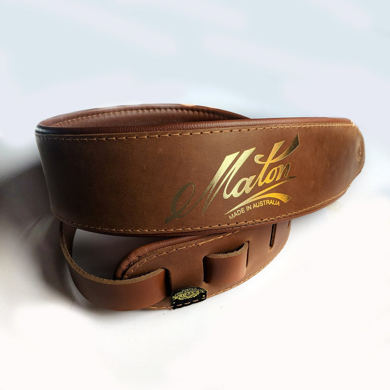 Maton Deluxe Soft Leather Guitar Strap (Black or Brown)