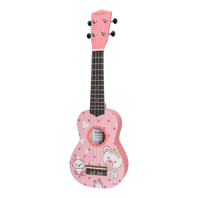 SZ UK-300 Soprano Ukulele with Gig Bag – Pink Teddy