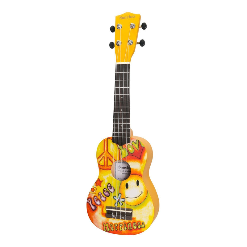 SZ UK-300 Soprano Ukulele with Gig Bag – Yellow Smiley Face