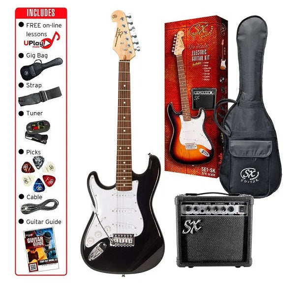 SE1SK 3/4 Electric Guitar Kit in Black - Left Handed