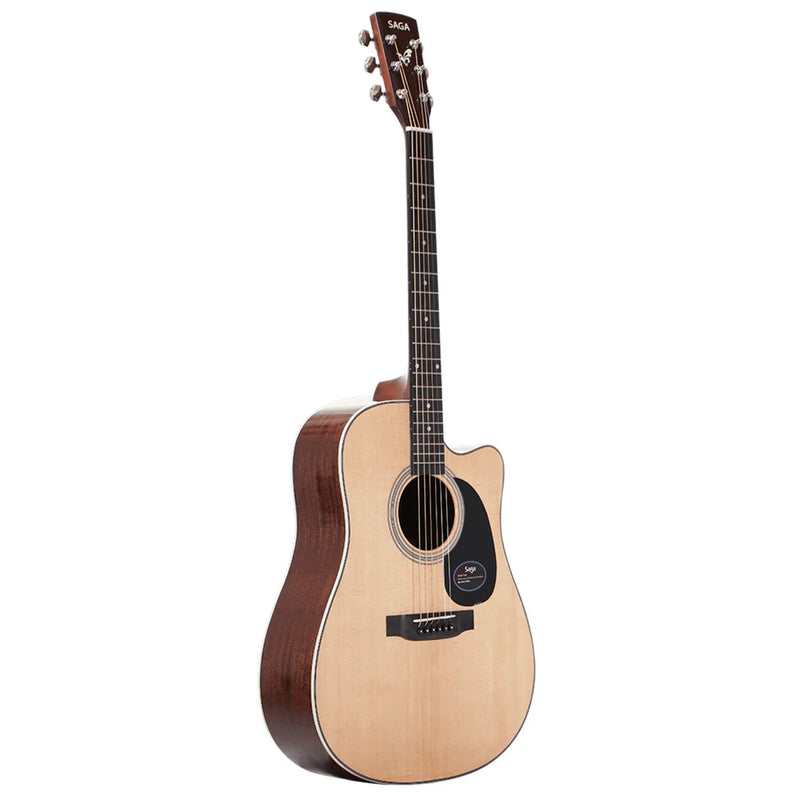 Saga 700 Series Solid Top Dreadnought Acoustic/Electric Guitar with Gig Bag - Natural