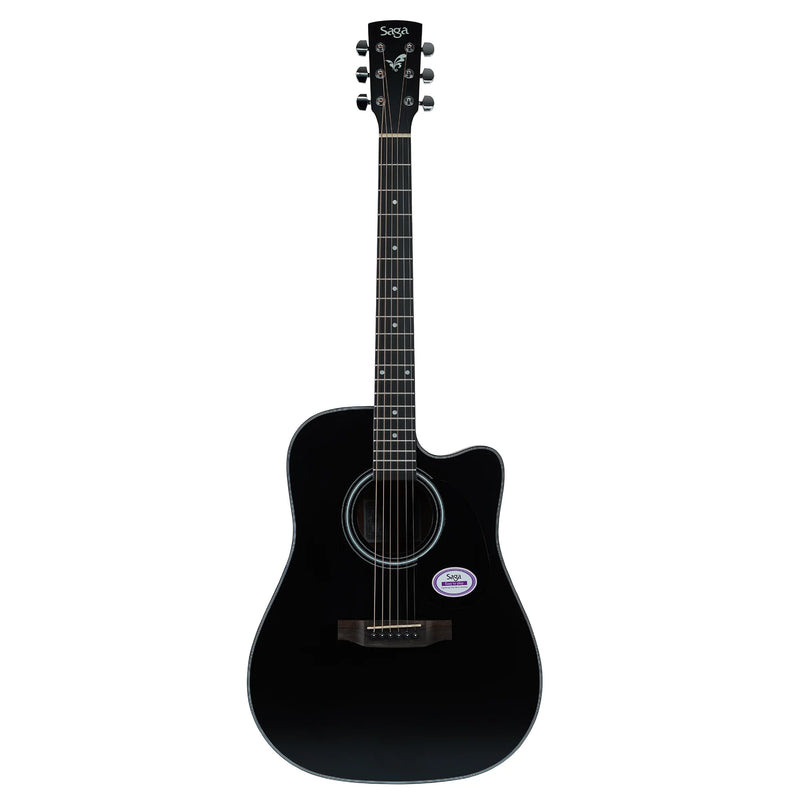 Saga 600 Series SF600CE – Dreadnought Acoustic / Electric Cutaway Guitar Black