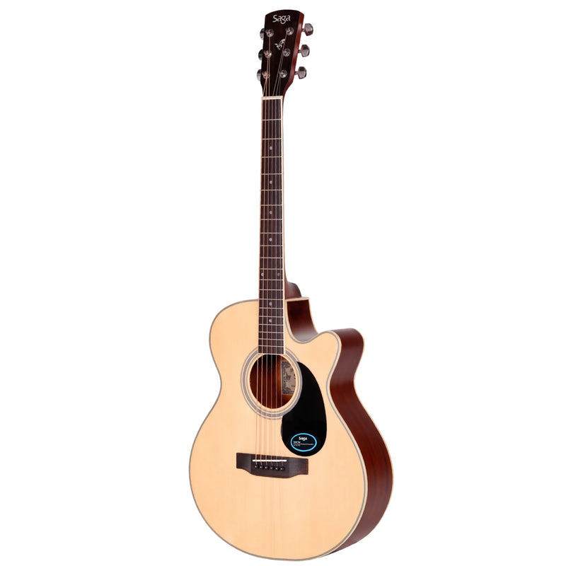 Saga 700 Series Solid Top Folk Acoustic/Electric Guitar with Gig Bag - Natural