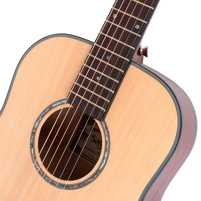 Saga Traveller Acoustic/Electric Guitar with Pickup – Soft Case Included