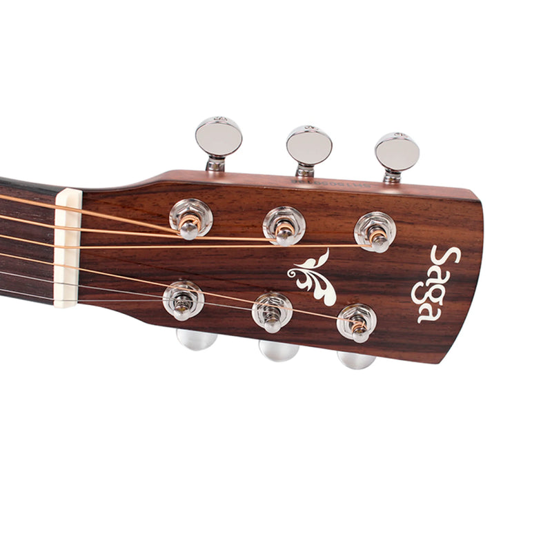 Saga Traveller Acoustic/Electric Guitar with Pickup – Soft Case Included