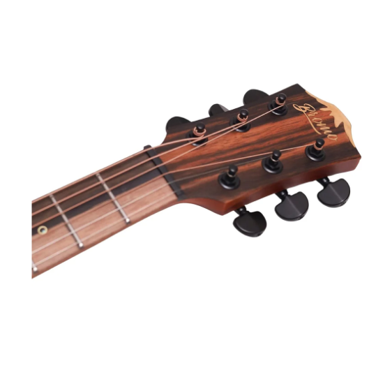 Bromo BAT8MEBK Mini Jumbo Solid Top Acoustic Electric Guitar w/ Built in Tuner and Gig Bag