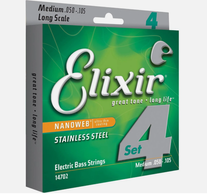 Elixir 14702 Nanoweb Bass Stainless Steel 50-105 Medium