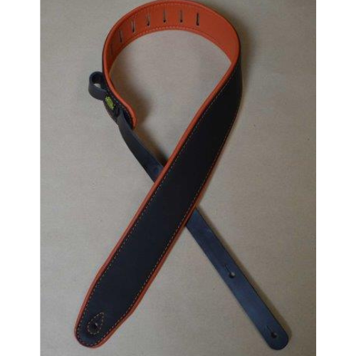 2.5" Guitar Strap – Upholstery Backed Black/Orange