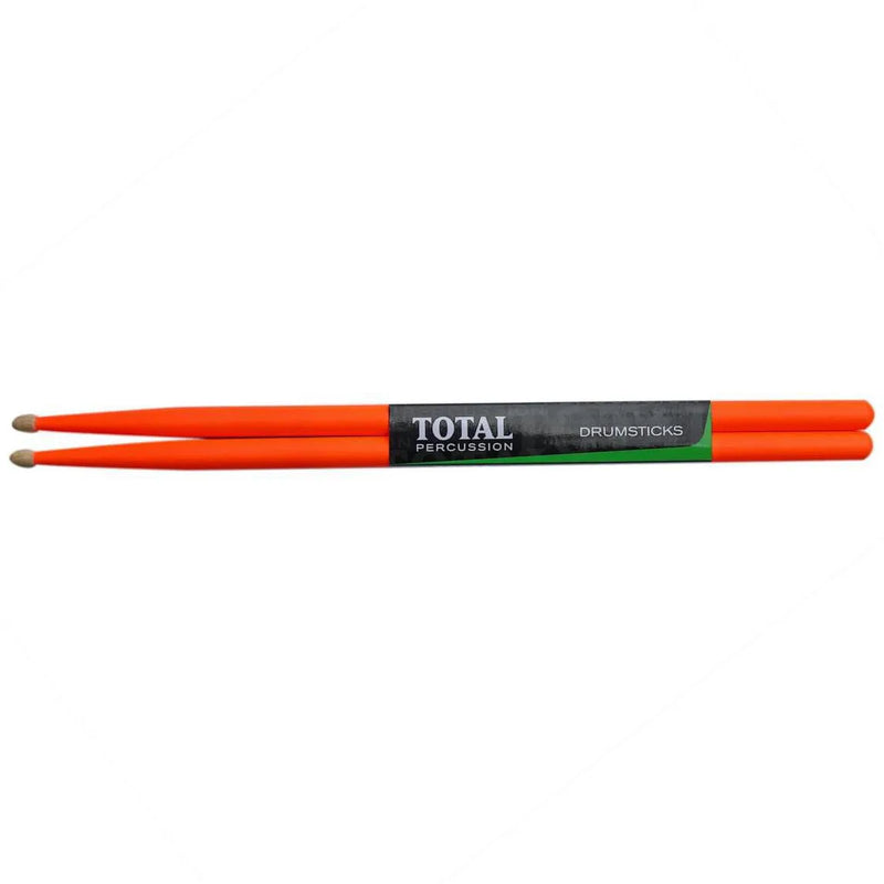 Total Percussion 5A Wood Tip Drum Sticks - Fluro Orange